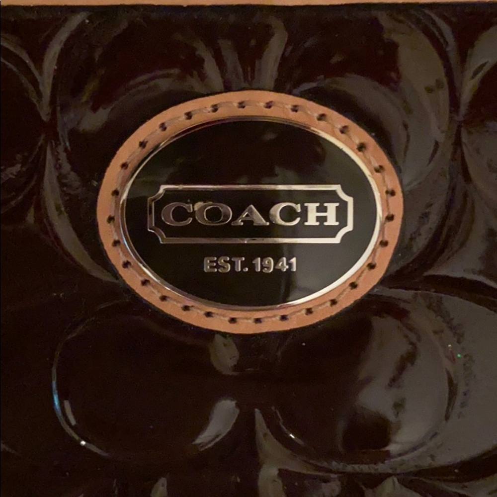 Coach Patent Leather Zip Around Wallet.